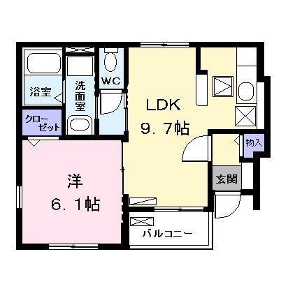 プリムローズやなせ(1LDK/1階)の間取り写真
