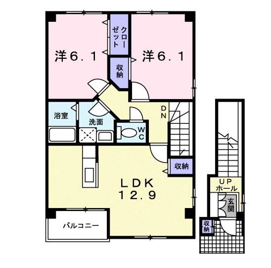 プレッソ・ラーゴ(2LDK/2階)の間取り写真