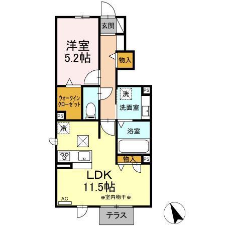リーベSK(1LDK/1階)の間取り写真