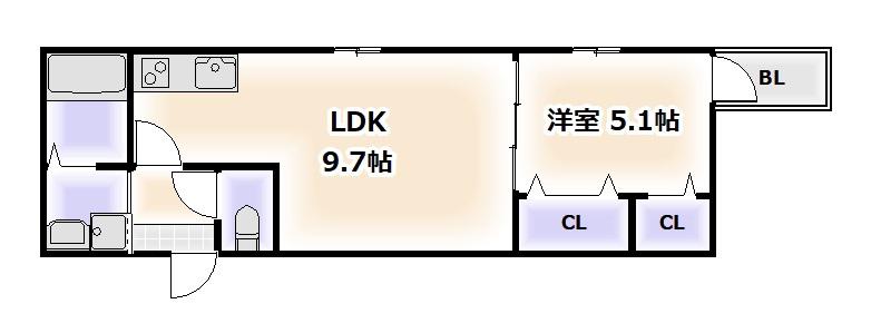 CHARME PARKSIDE(1LDK/2階)の間取り写真