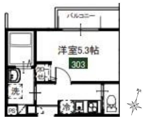 MELDIA堀之内3丁目(1K/2階)の間取り写真