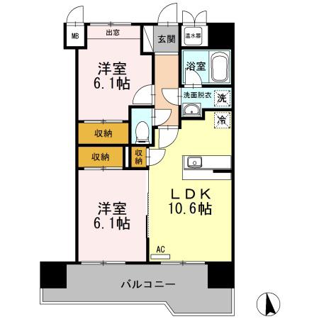 COSMO CITY(2LDK/6階)の間取り写真