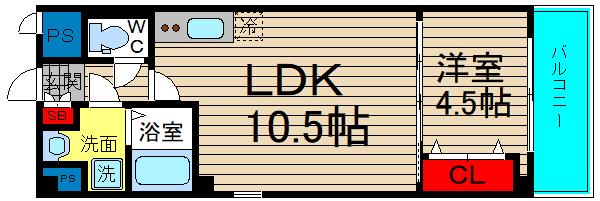 オルゴグラート難波(1LDK/11階)の間取り写真