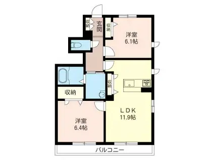 LESCALE 7 B (2LDK/1階)の間取り写真
