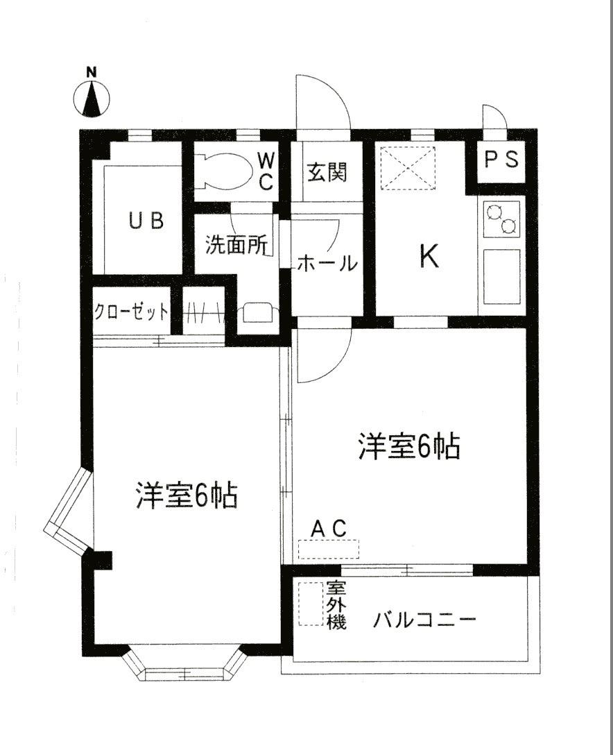 シャルミーユ(2K/1階)の間取り写真