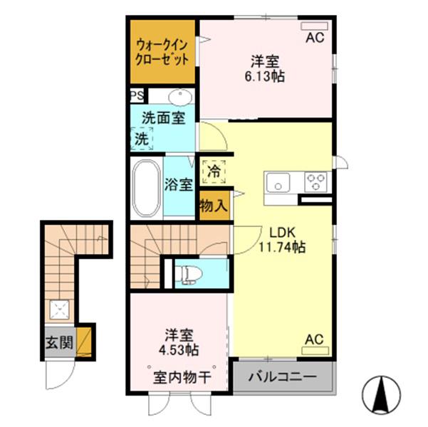 エスペランサII(2LDK/2階)の間取り写真