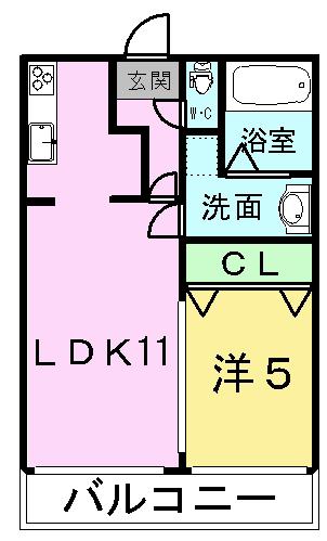 杉水マンションIII(1LDK/2階)の間取り写真
