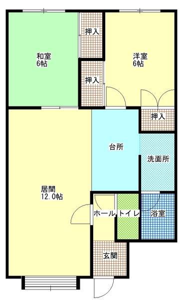 ドルチェB(2LDK/1階)の間取り写真