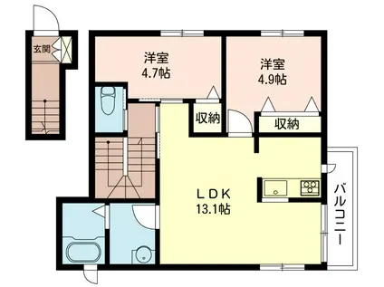 ルミエール(2LDK/2階)の間取り写真
