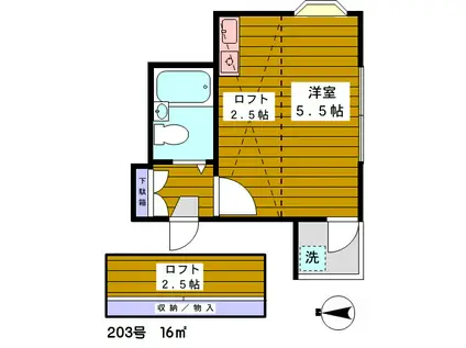 ピオニー板橋(ワンルーム/2階)の間取り写真