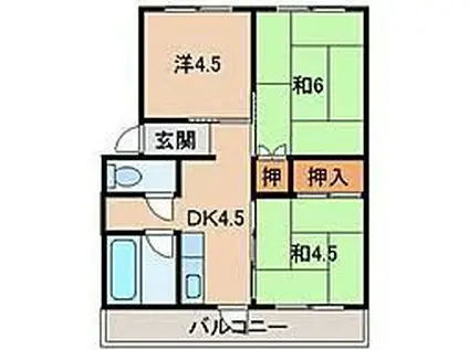 プレミアムハイツ榎原(3DK/2階)の間取り写真