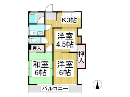 コーポFUJI(3K/2階)の間取り写真