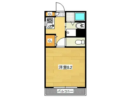 あい蘭道弐番館(1K/4階)の間取り写真