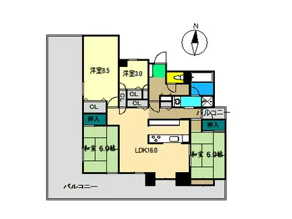 ダイアパレス中宝永町(4LDK/5階)の間取り写真