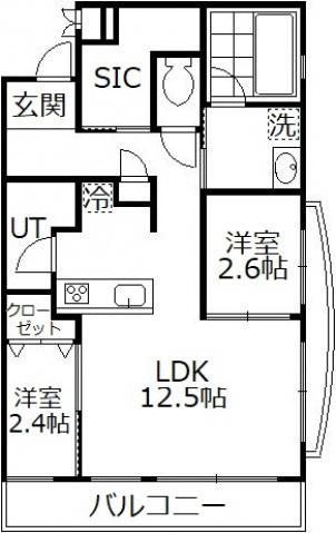 ヴィラ鴻巣(ワンルーム/2階)の間取り写真