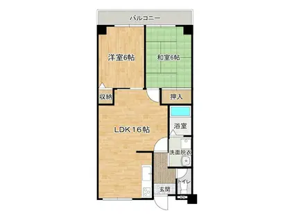 グリーンハイツ足立(2LDK/2階)の間取り写真