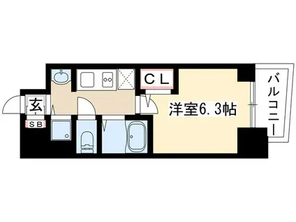 プレサンスSAKAEリバースタイル(1K/11階)の間取り写真