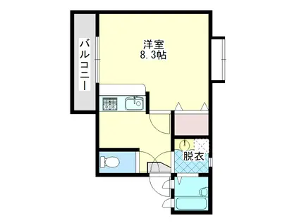 グリフィンドール(1K/4階)の間取り写真