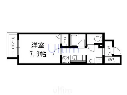 阪急京都線 西院駅(阪急) 徒歩7分 4階建 築16年(1K/4階)の間取り写真
