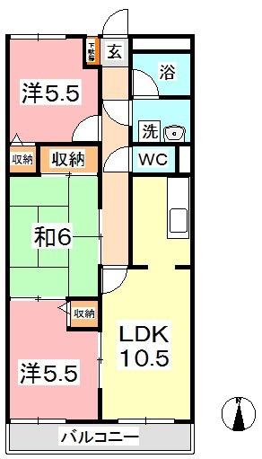 デューク白楽町 I(3LDK/1階)の間取り写真