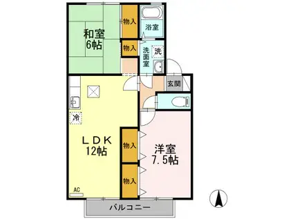 フローラリア田中 A・B(2LDK/2階)の間取り写真