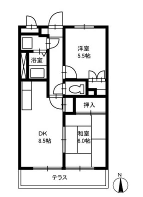 アーバンスK(2DK/2階)の間取り写真