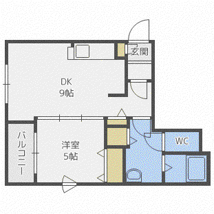 カーム19(1LDK/2階)の間取り写真