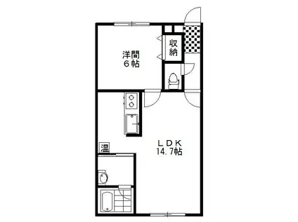 ＪＲ根室本線 釧路駅 バス乗車時間：31分 最寄りバス停で下車 徒歩5分 2階建 築14年(1LDK/1階)の間取り写真
