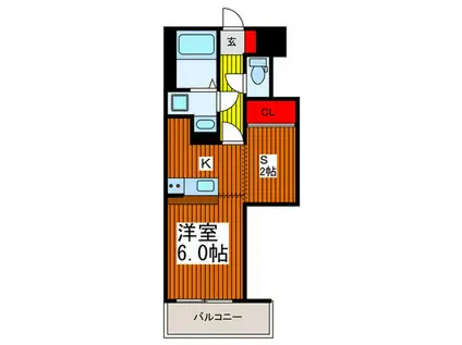 CROSS COURT NAKA-AOKI(1SK/1階)の間取り写真