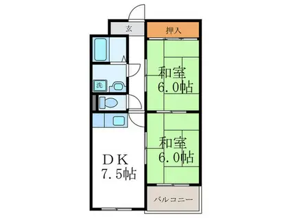 エスパシオ石田(2DK/2階)の間取り写真