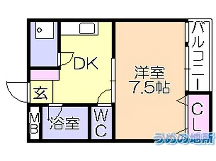石村ビル(1DK/3階)の間取り写真