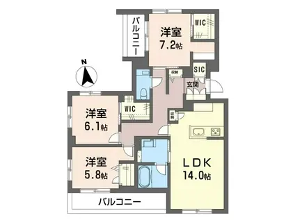 シャーメゾン丸井A(3LDK/3階)の間取り写真
