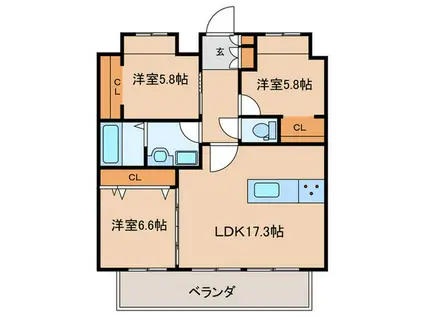 LEGENDTAKAMI(3LDK/7階)の間取り写真