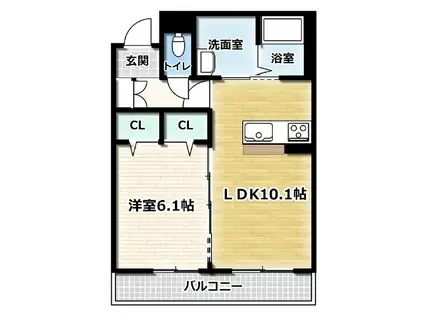 シャーメゾンハピネス弐番館(1LDK/3階)の間取り写真