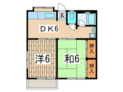 ハイツトキナカB棟(2DK/2階)の間取り写真