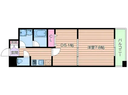 レフィーナカルム江坂(1DK/4階)の間取り写真