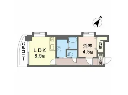 GOLD COURT 宝町(1LDK/11階)の間取り写真