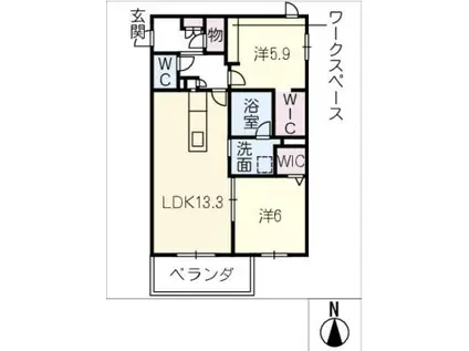 シャーメゾンステージ茜部本郷(2LDK/4階)の間取り写真