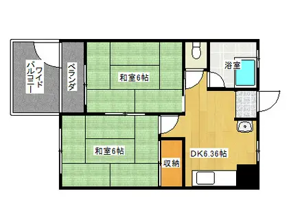 細川ビル(2DK/2階)の間取り写真