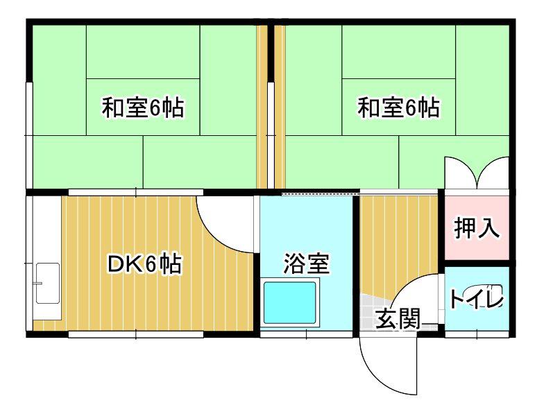 アエル立花(2DK/1階)の間取り写真