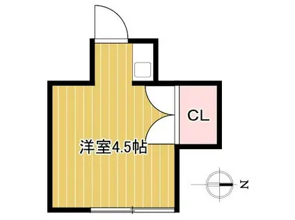 鶴岡荘(ワンルーム/2階)の間取り写真