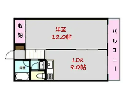藤ヶ丘ハイツ(1LDK/4階)の間取り写真