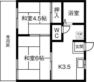 タウニィ奥田(2K/1階)の間取り写真