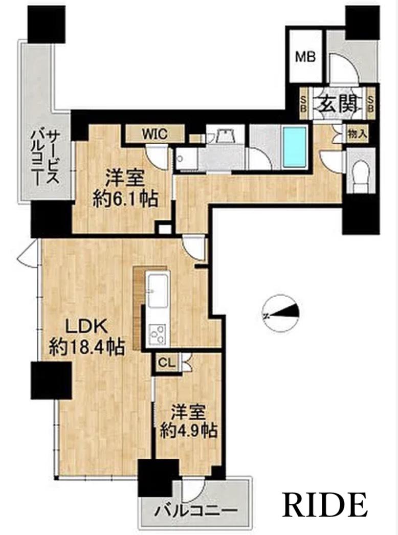 シエリアタワー大阪堀江(2LDK/23階)の間取り写真