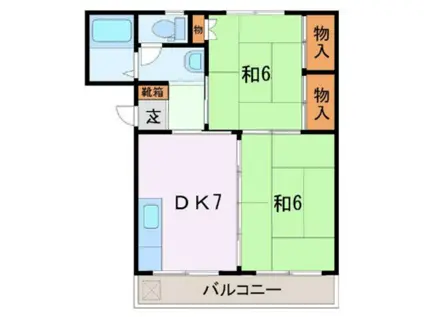 カシマハイツ(2DK/2階)の間取り写真