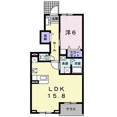 ル コルヌイエB(1LDK/1階)の間取り写真