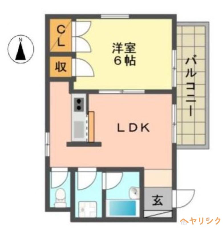 DUKE向台(1DK/3階)の間取り写真