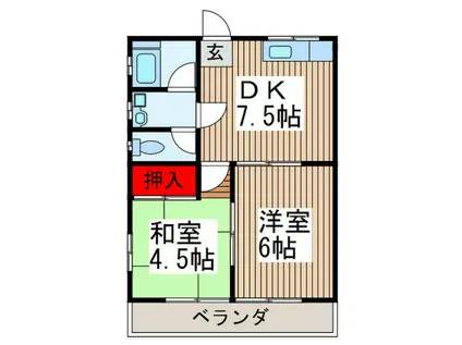 サンシティ(2DK/2階)の間取り写真