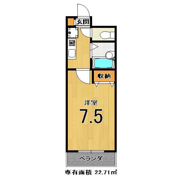 サンロイヤル藤ノ森(1K/2階)の間取り写真