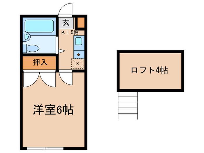 染東ハイツII(1K/2階)の間取り写真